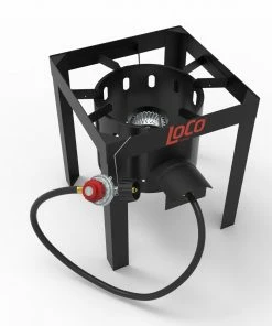 LoCo COOKERS Turkey Fryers, Cookers, & Pots Loco-HPFryer Stand 13.582-in 1-Burner Propane 20-lb Cylinder Manual Ignition Black Outdoor Burner