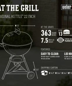 Weber Grills Original Kettle 22-in W Black Kettle Charcoal Grill 24 Weber Grills Original Kettle 22-in W Black Kettle Charcoal Grill -Mmaster Outlet Shop 10021348