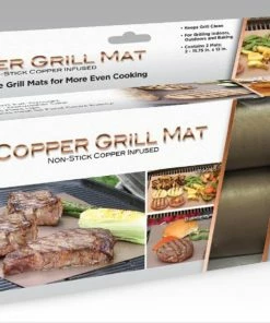Copper Grill Mat Grilling Tools & Accessories 2-Pack Cast Aluminum Non-Stick Grate Liner