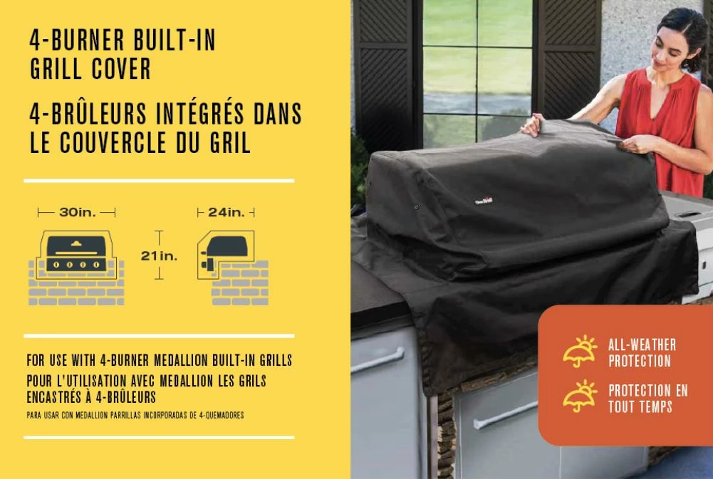 Char-Broil Grilling Tools & Accessories 4 Burner Medallion 30-in W x 21-in H Black Built-In Gas Grill Cover 3 Char-Broil Grilling Tools & Accessories 4 Burner Medallion 30-in W x 21-in H Black Built-In Gas Grill Cover - Image 3