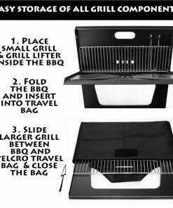 BBQ Croc Grills Portable Easy Grill 220-Sq-in Foldable Charcoal Barbecue Black -Mmaster Outlet Shop 41413196