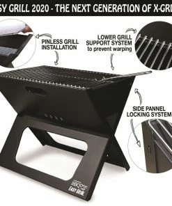 BBQ Croc Grills Portable Easy Grill 220-Sq-in Foldable Charcoal Barbecue Black -Mmaster Outlet Shop 41413198