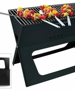 BBQ Croc Grills Portable Easy Grill 220-Sq-in Foldable Charcoal Barbecue Black