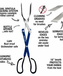 BBQ Croc Grilling Tools & Accessories 3 in 1 Barbecue Tool, 18 in. Blue Aluminum Scissor-style Tongs 12 BBQ Croc Grilling Tools & Accessories 3 in 1 Barbecue Tool, 18 in. Blue Aluminum Scissor-style Tongs -Mmaster Outlet Shop 42550225