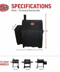 Char-Griller Grilling Tools & Accessories 65-in W x 49-in H Black Charcoal Grill Cover -Mmaster Outlet Shop 42727560