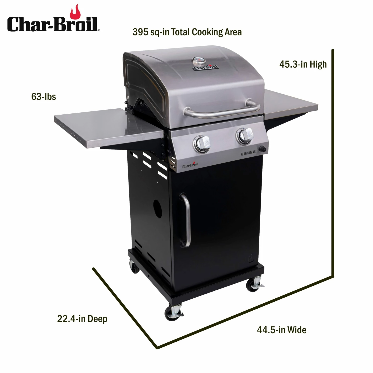 Char-Broil Grills Performance Black 2-Burner Liquid Propane Gas Grill 20 Char-Broil Grills Performance Black 2-Burner Liquid Propane Gas Grill - Image 20