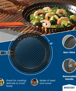Blue Rhino Grilling Tools & Accessories Steel Non-Stick Grill Pan 11 Blue Rhino Grilling Tools & Accessories Steel Non-Stick Grill Pan -Mmaster Outlet Shop 43538522