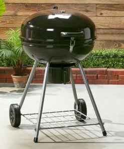 Mr. Bar-B-Q Grills Stand Up Charcoal Grill 22.17-in W Black/Porcelain Kettle Charcoal Grill -Mmaster Outlet Shop 44018138