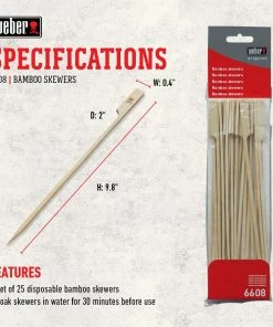 Weber Grilling Tools & Accessories 25-Pack Bamboo Skewer -Mmaster Outlet Shop 44419327
