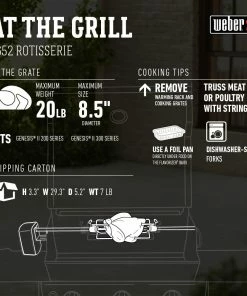 Weber Grilling Tools & Accessories 42.1-in Stainless Steel Grill Rotisserie -Mmaster Outlet Shop 44458656