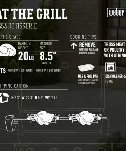 Weber Grilling Tools & Accessories 55.7-in Stainless Steel Grill Rotisserie 15 Weber Grilling Tools & Accessories 55.7-in Stainless Steel Grill Rotisserie -Mmaster Outlet Shop 44459211