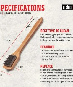 Weber Grilling Tools & Accessories 18 in. Bamboo 18-in Grill Brush -Mmaster Outlet Shop 44494136