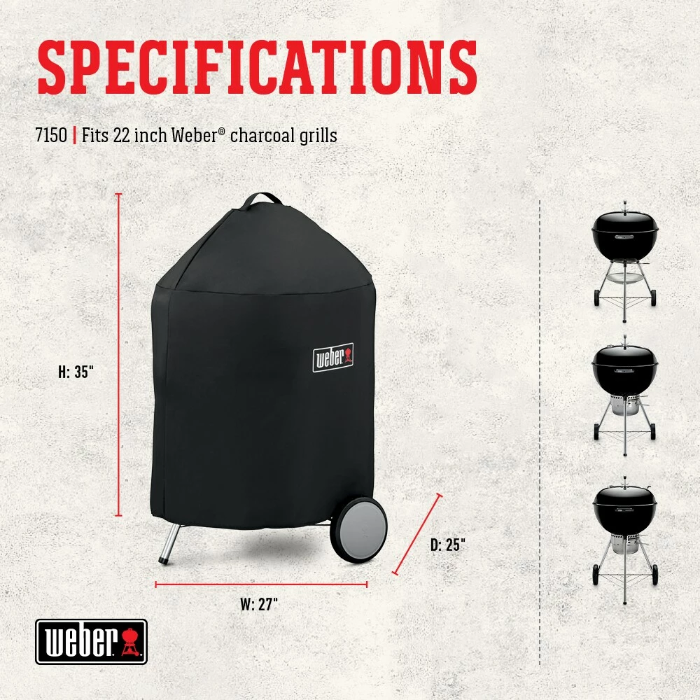Weber Grilling Tools & Accessories 25-in W x 35-in H Black Charcoal Grill Cover 3 Weber Grilling Tools & Accessories 25-in W x 35-in H Black Charcoal Grill Cover - Image 3